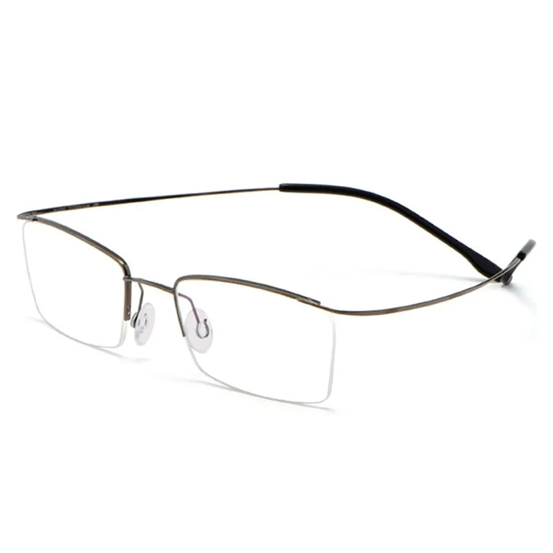 Hotochki Men's Semi Rim Rectangle Titanium Frame Eyeglasses 30004