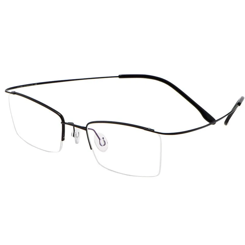 Hotochki Men's Semi Rim Rectangle Titanium Frame Eyeglasses 30004