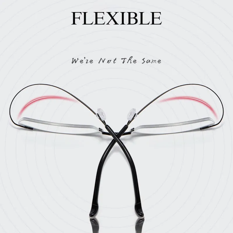Hotochki Men's Semi Rim Rectangle Titanium Frame Eyeglasses 30004