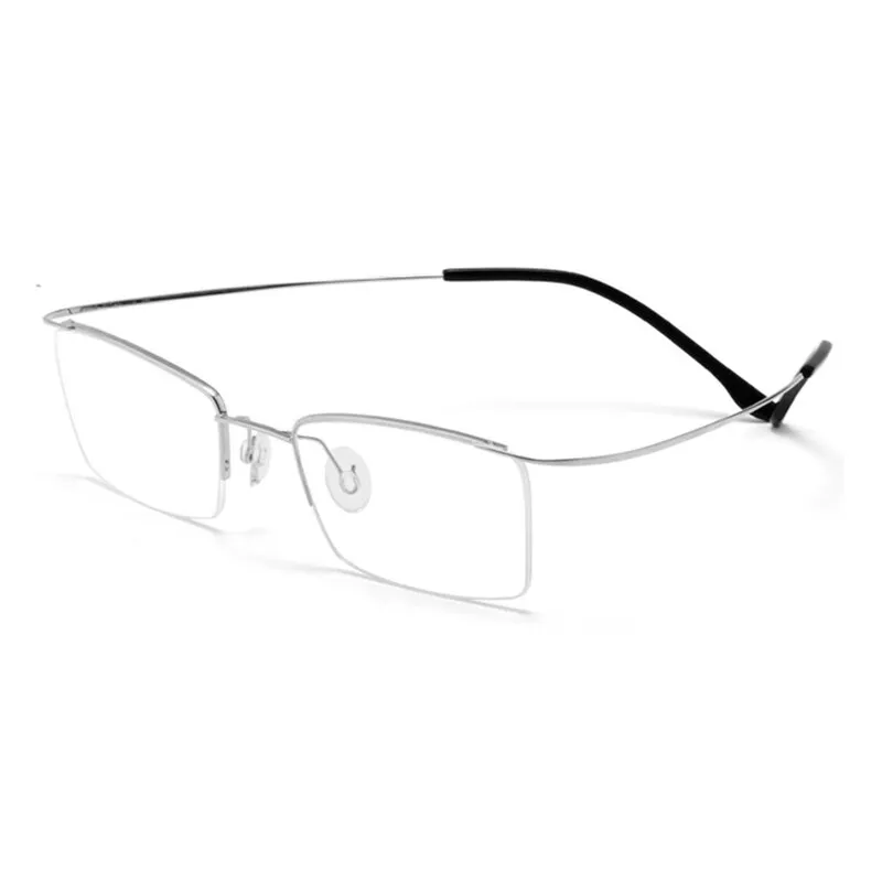 Hotochki Men's Semi Rim Rectangle Titanium Frame Eyeglasses 30004