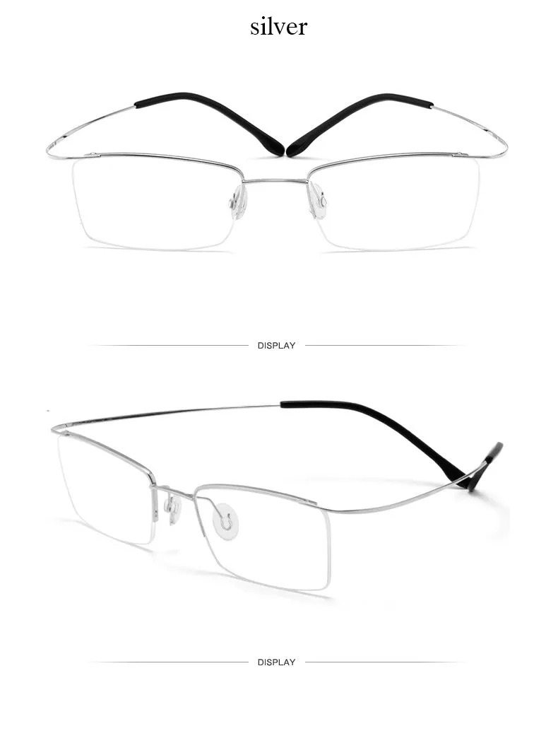 Hotochki Men's Semi Rim Rectangle Titanium Frame Eyeglasses 30004