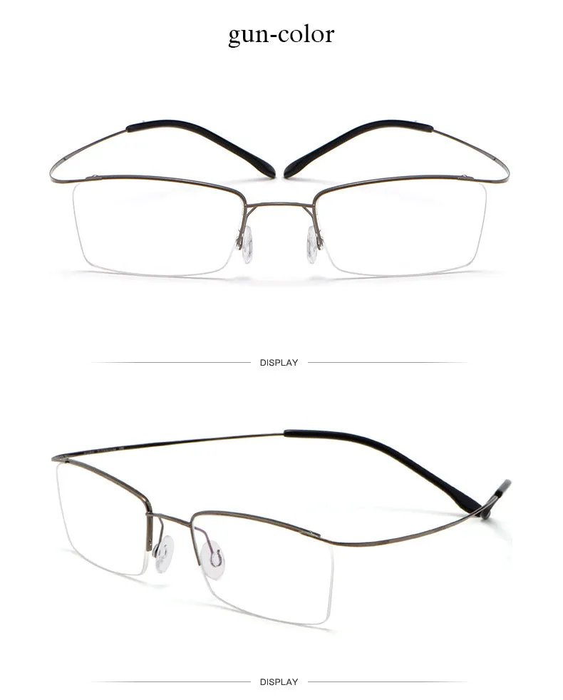 Hotochki Men's Semi Rim Rectangle Titanium Frame Eyeglasses 30004