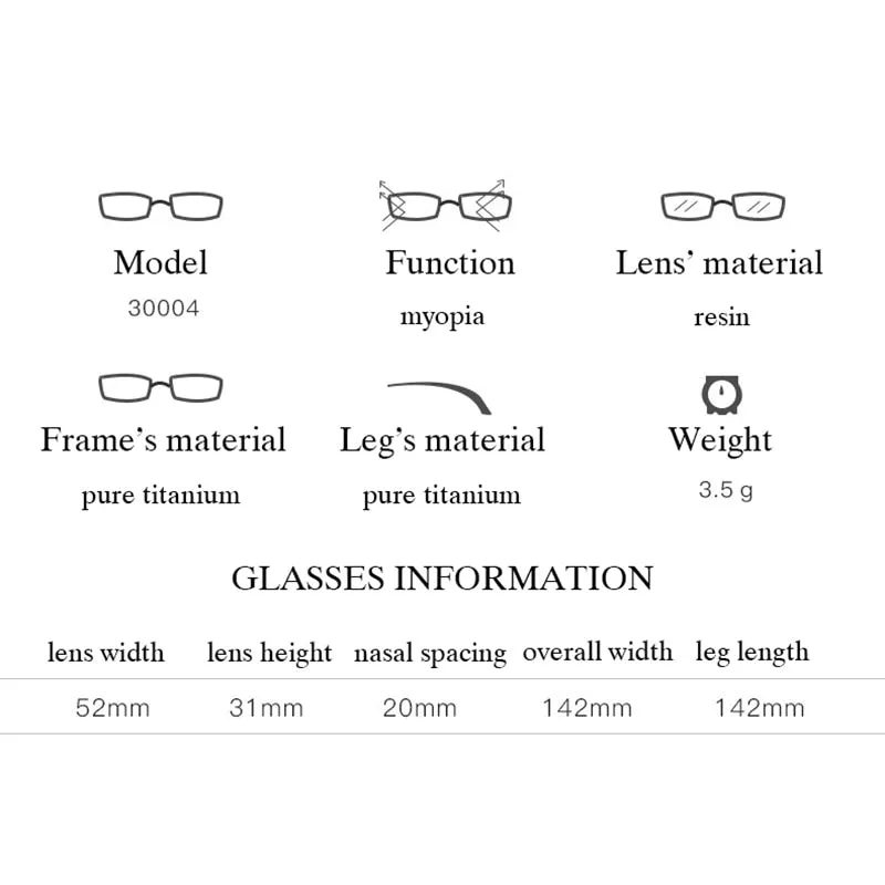 Hotochki Men's Semi Rim Rectangle Titanium Frame Eyeglasses 30004