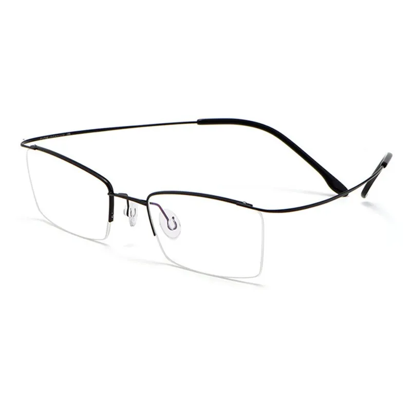 Hotochki Men's Semi Rim Rectangle Titanium Frame Eyeglasses 30004
