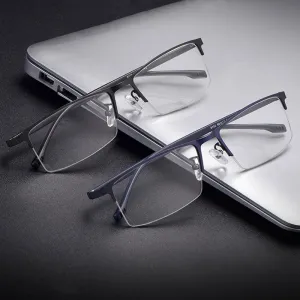 Hotochki Men's Semi Rim Rectangular Alloy Frame Eyeglasses 9102