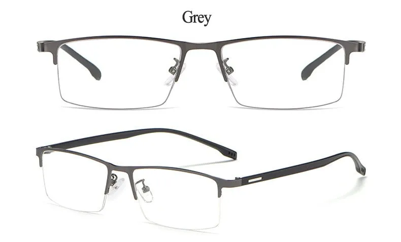 Hotochki Men's Semi Rim Rectangular Alloy Frame Eyeglasses 9102