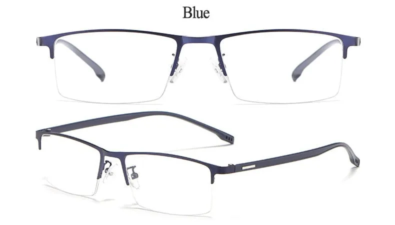 Hotochki Men's Semi Rim Rectangular Alloy Frame Eyeglasses 9102