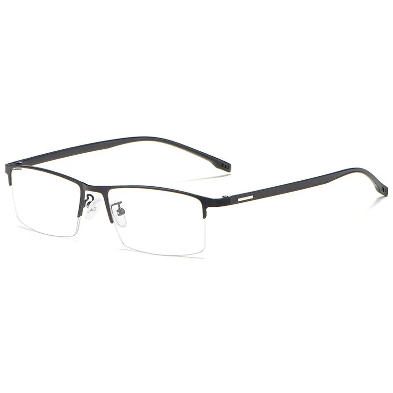Hotochki Men's Semi Rim Rectangular Alloy Frame Eyeglasses 9102