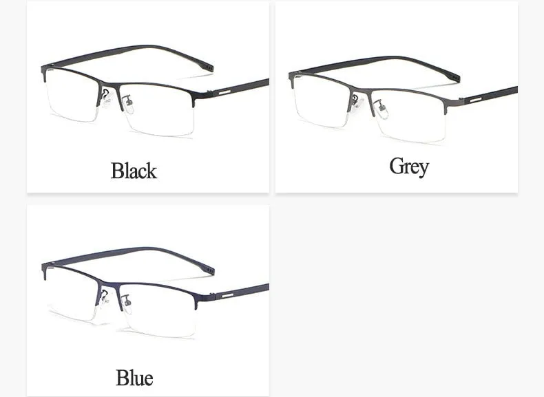 Hotochki Men's Semi Rim Rectangular Alloy Frame Eyeglasses 9102