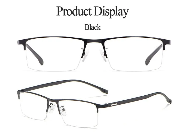 Hotochki Men's Semi Rim Rectangular Alloy Frame Eyeglasses 9102