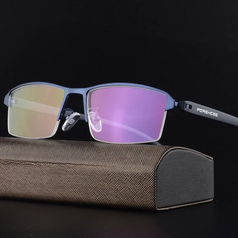 Hotochki Men's Semi Rim Square Alloy Eyeglasses P9031