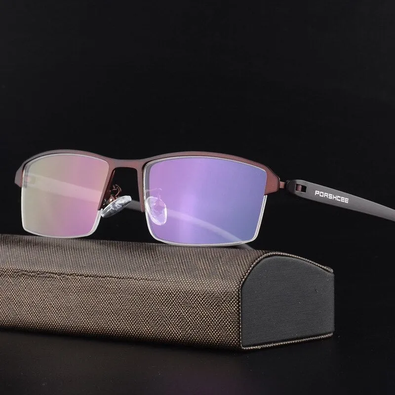 Hotochki Men's Semi Rim Square Alloy Eyeglasses P9031