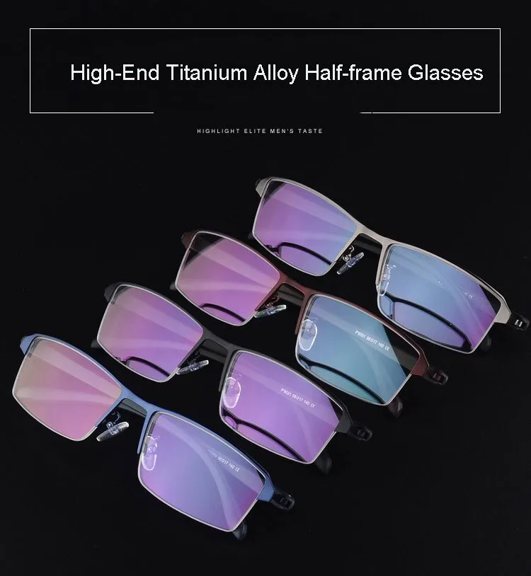 Hotochki Men's Semi Rim Square Alloy Eyeglasses P9031