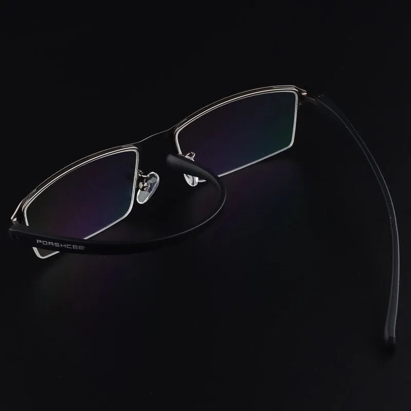 Hotochki Men's Semi Rim Square Alloy Eyeglasses P9031