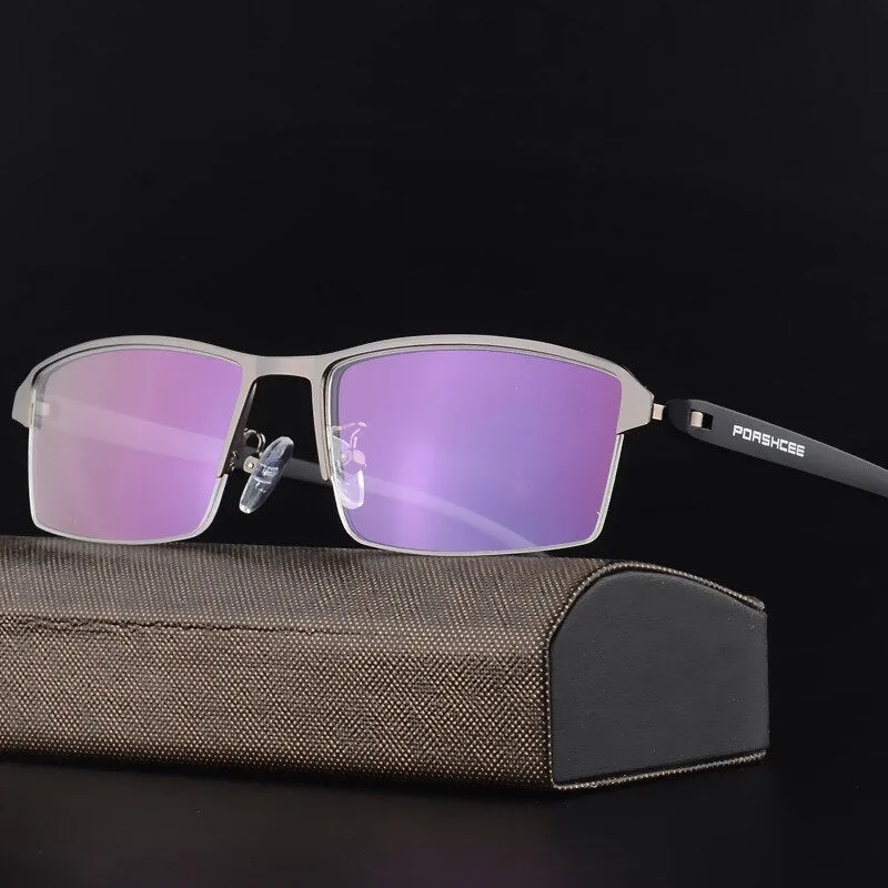 Hotochki Men's Semi Rim Square Alloy Eyeglasses P9031