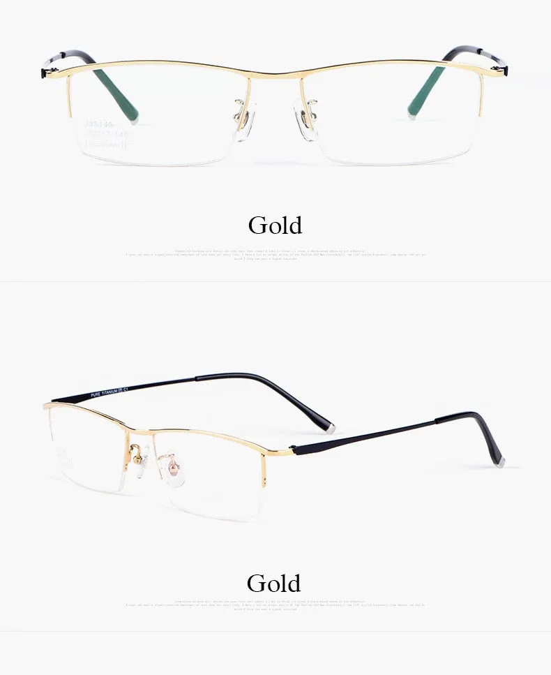 Hotochki Men's Semi Rim Titanium Alloy IP Plated Frame Eyeglasses J85148