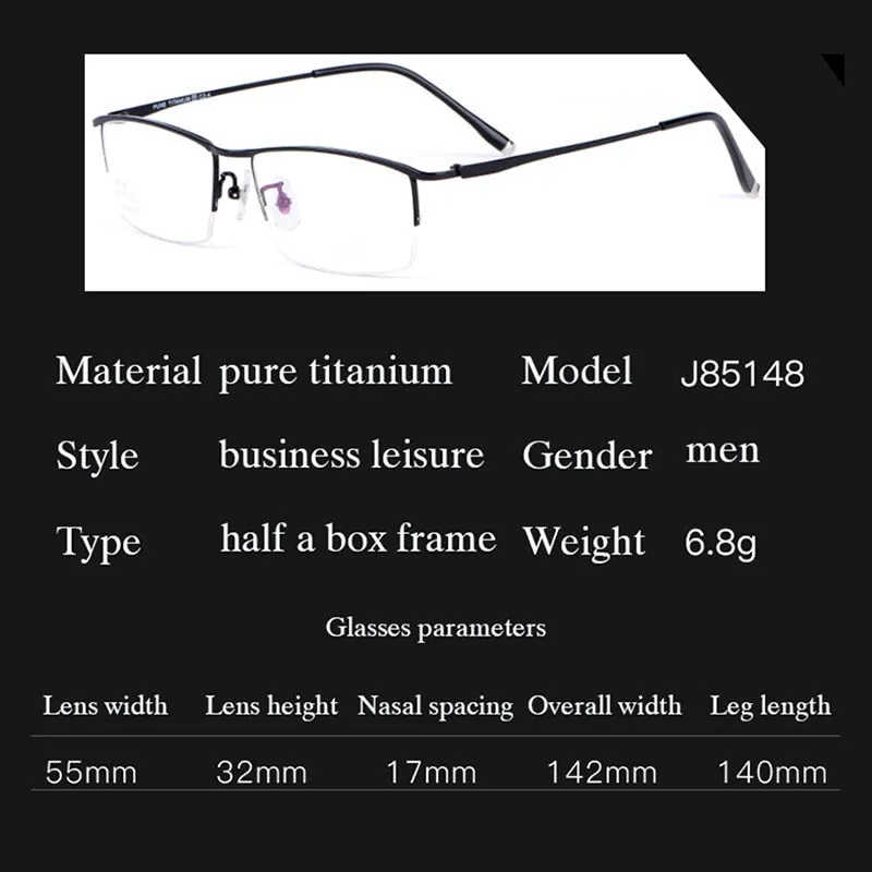 Hotochki Men's Semi Rim Titanium Alloy IP Plated Frame Eyeglasses J85148