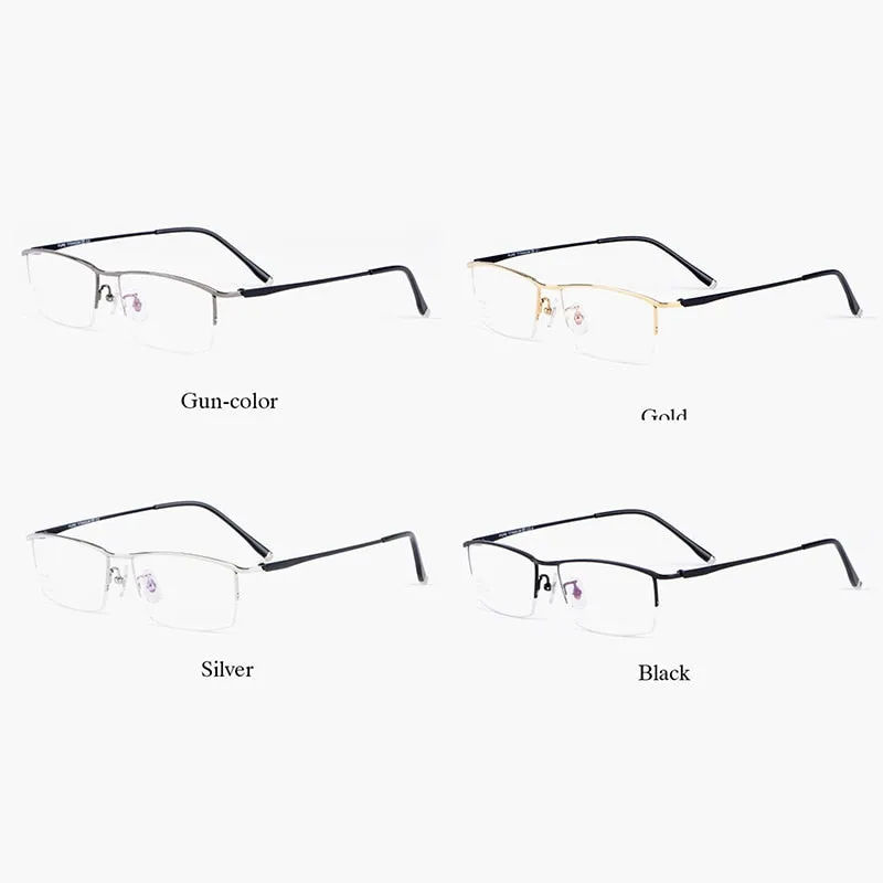 Hotochki Men's Semi Rim Titanium Alloy IP Plated Frame Eyeglasses J85148