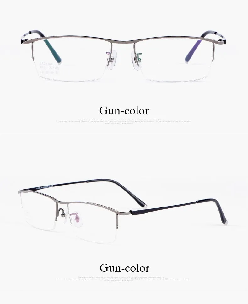 Hotochki Men's Semi Rim Titanium Alloy IP Plated Frame Eyeglasses J85148