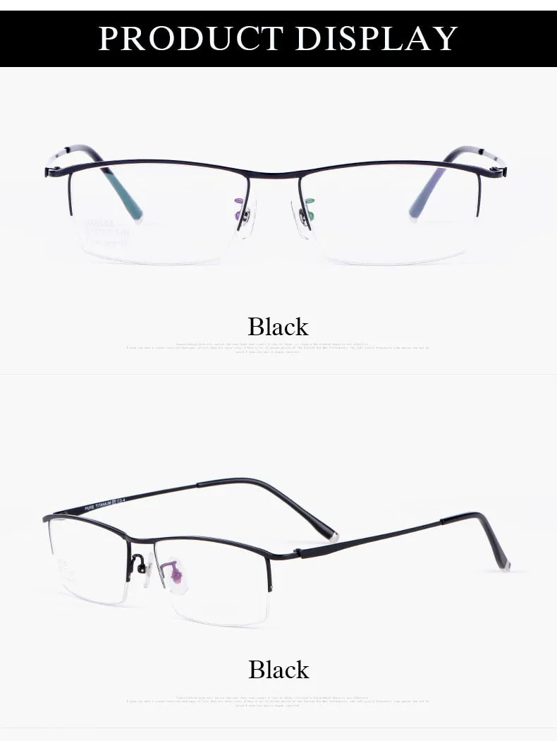 Hotochki Men's Semi Rim Titanium Alloy IP Plated Frame Eyeglasses J85148
