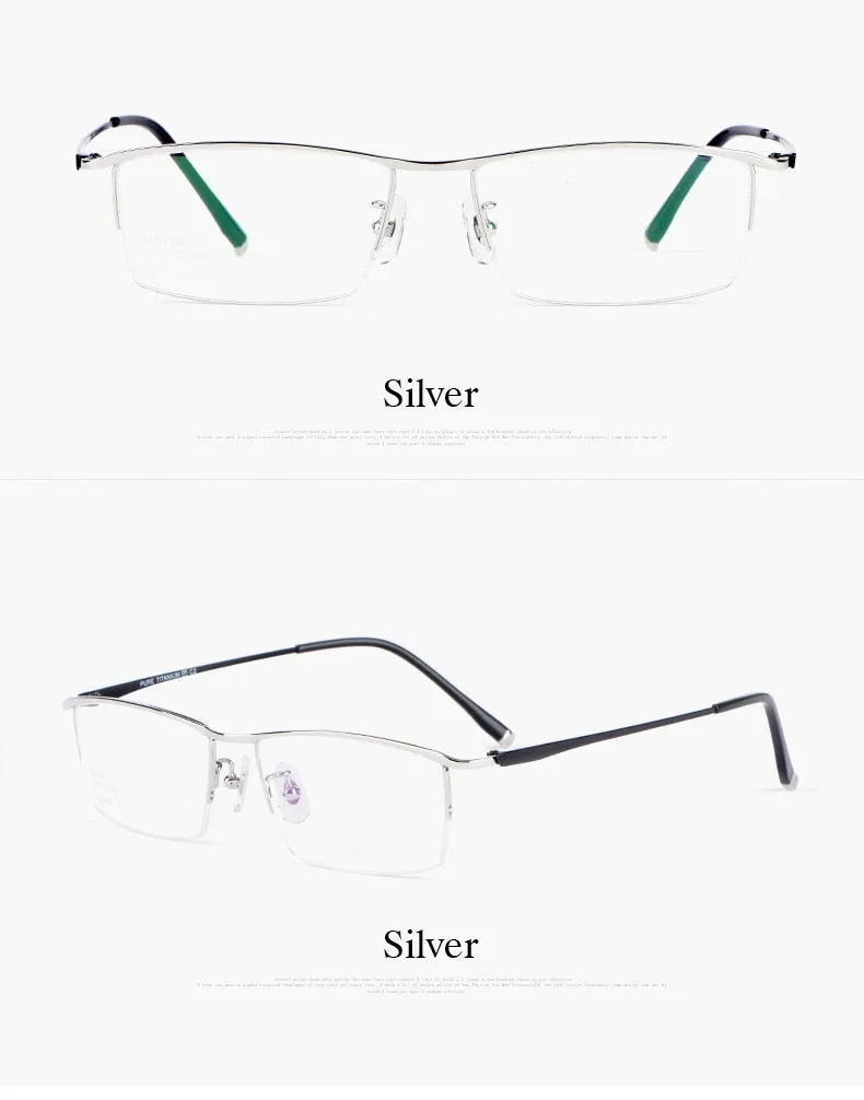 Hotochki Men's Semi Rim Titanium Alloy IP Plated Frame Eyeglasses J85148