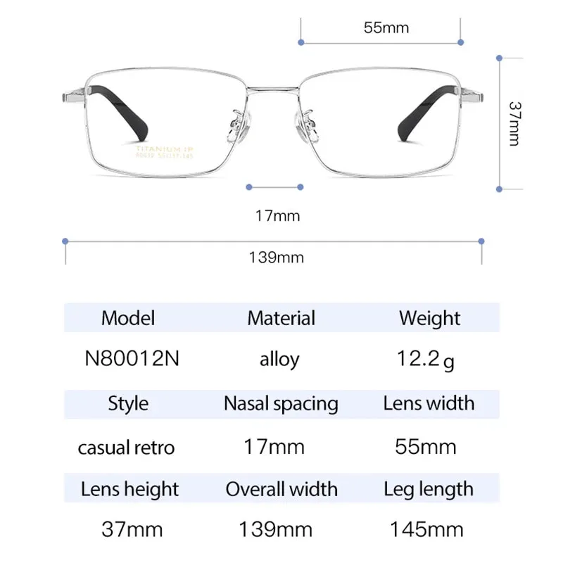 Hotochki Unisex Full Rim Square Titanium Eyeglasses N80012n
