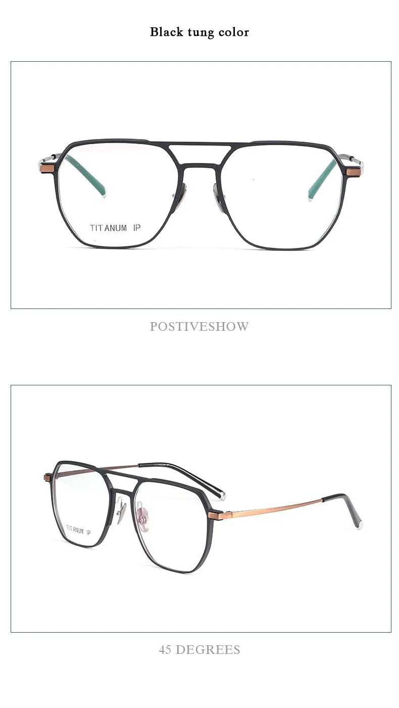Hotochki Unisex Full Rim Titanium Alloy IP Plated Frame Eyeglasses