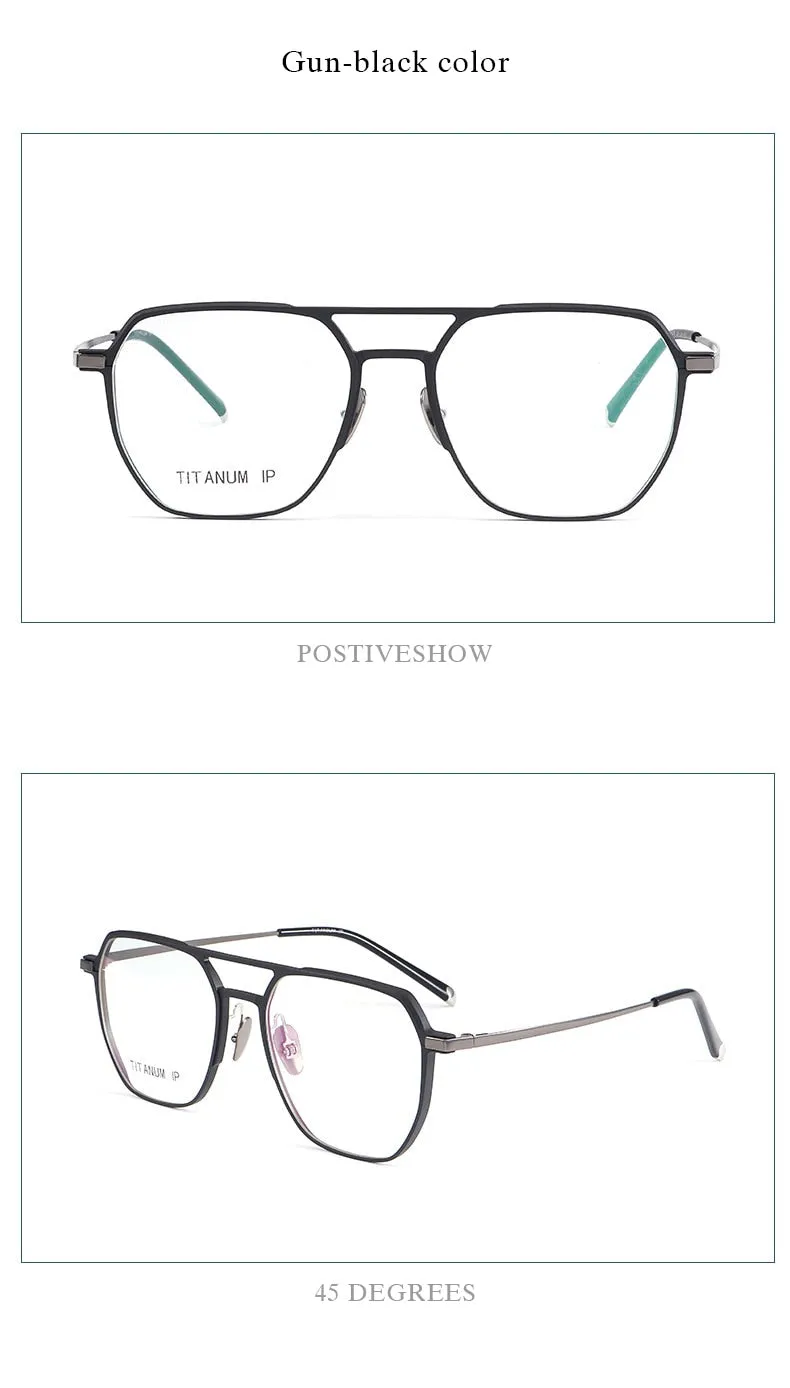 Hotochki Unisex Full Rim Titanium Alloy IP Plated Frame Eyeglasses