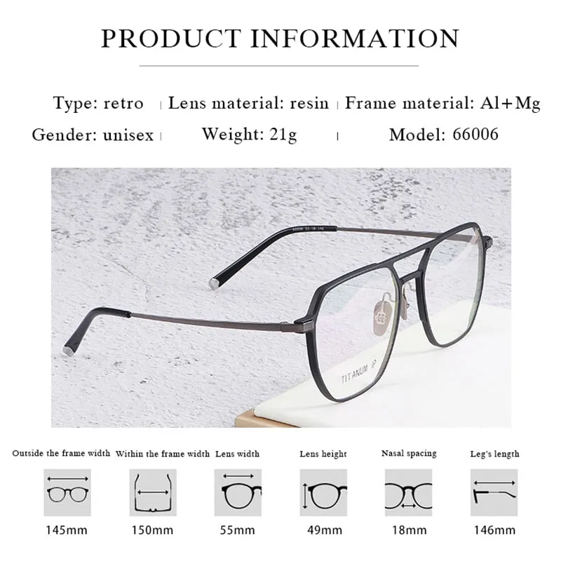 Hotochki Unisex Full Rim Titanium Alloy IP Plated Frame Eyeglasses