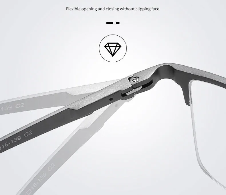 Hotochki Unisex Semi Rim Aluminum Magnesium Alloy Frame Eyeglasses 6331