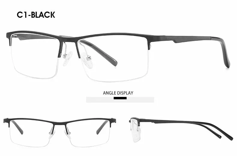 Hotochki Unisex Semi Rim Aluminum Magnesium Alloy Frame Eyeglasses 6331