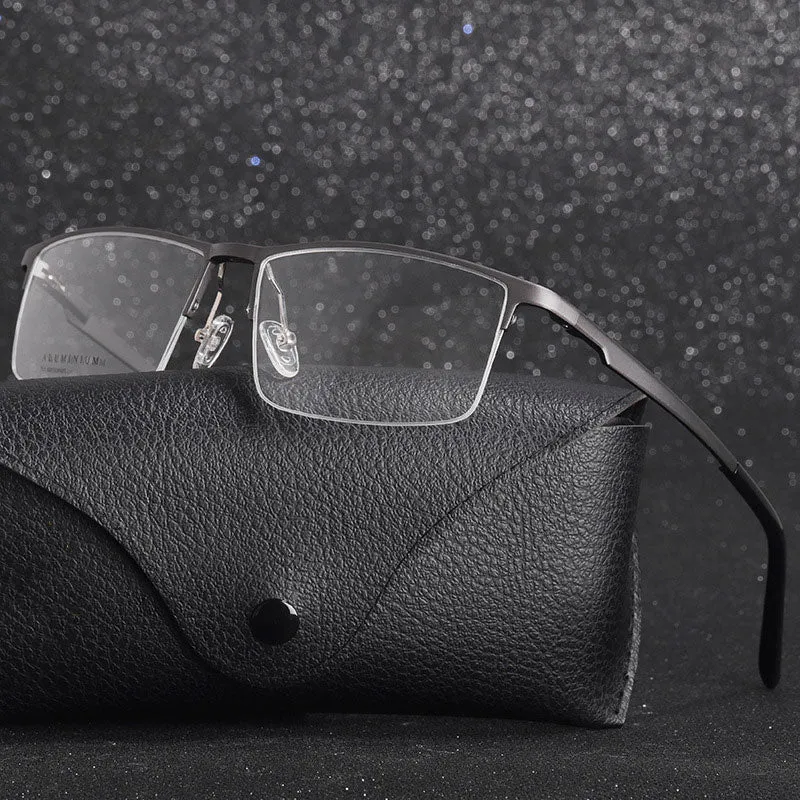 Hotochki Unisex Semi Rim Aluminum Magnesium Alloy Frame Eyeglasses 6331