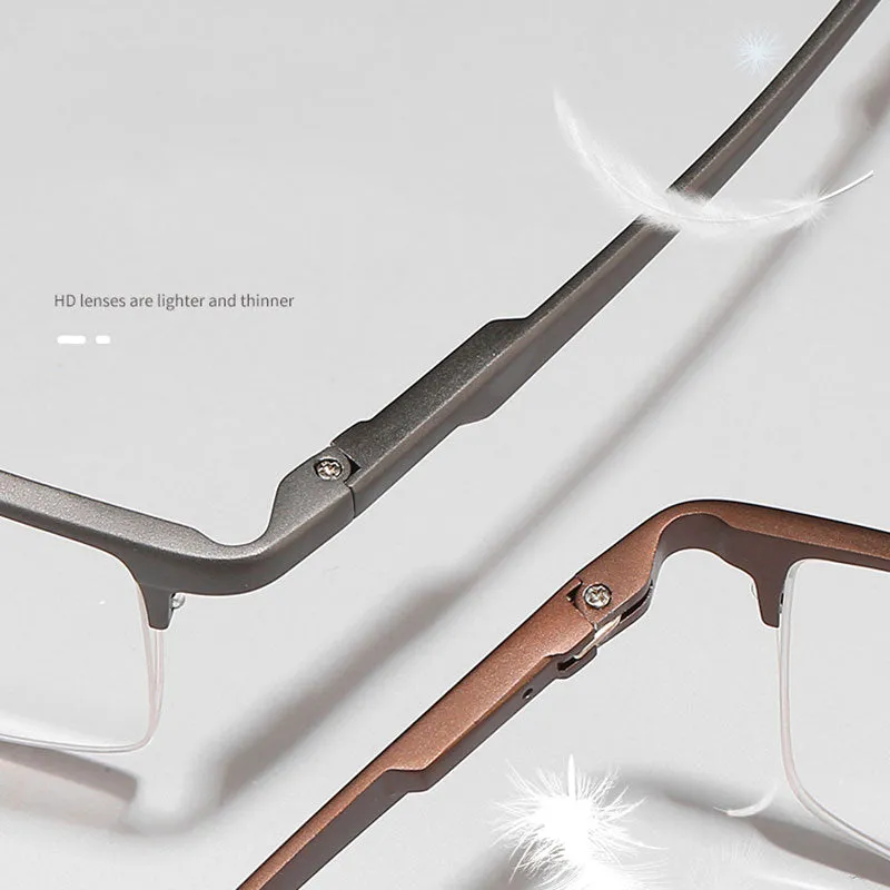 Hotochki Unisex Semi Rim Aluminum Magnesium Alloy Frame Eyeglasses 6331