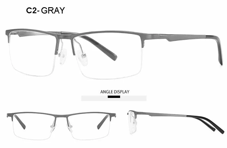 Hotochki Unisex Semi Rim Aluminum Magnesium Alloy Frame Eyeglasses 6331