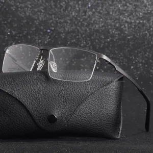 Hotochki Unisex Semi Rim Aluminum Magnesium Alloy Frame Eyeglasses 6331