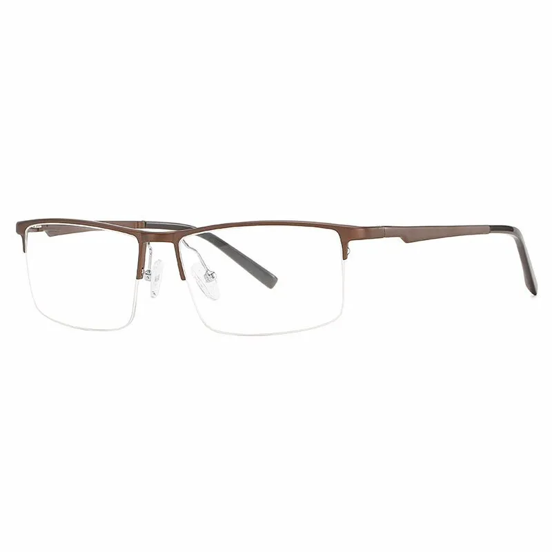 Hotochki Unisex Semi Rim Aluminum Magnesium Alloy Frame Eyeglasses 6331