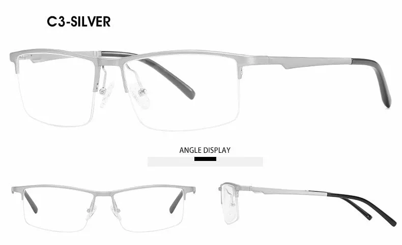 Hotochki Unisex Semi Rim Aluminum Magnesium Alloy Frame Eyeglasses 6331