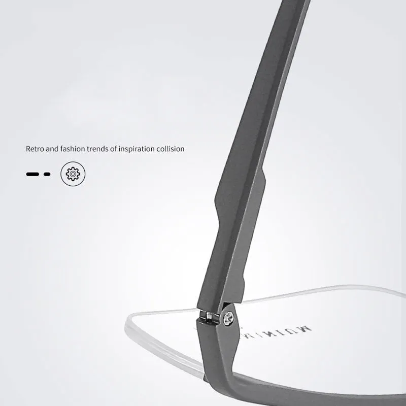 Hotochki Unisex Semi Rim Aluminum Magnesium Alloy Frame Eyeglasses 6331