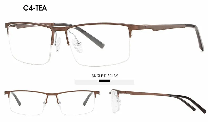 Hotochki Unisex Semi Rim Aluminum Magnesium Alloy Frame Eyeglasses 6331