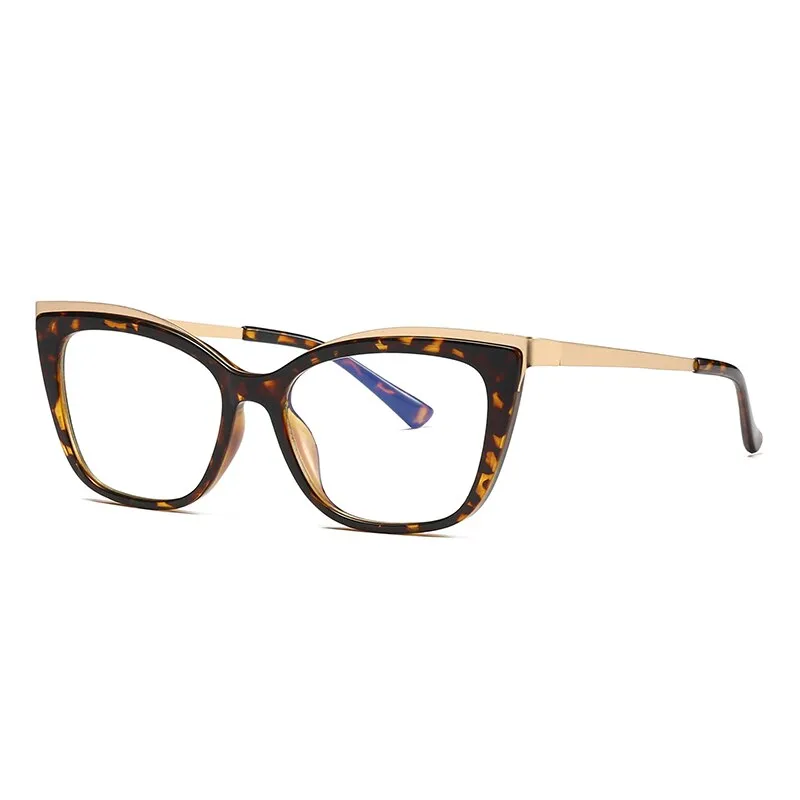 Hotochki Women's Full Rim Cat Eye Alloy Acetate Frame Eyeglasses 2049
