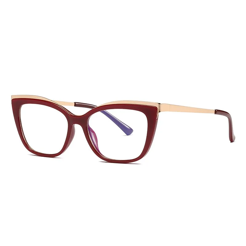 Hotochki Women's Full Rim Cat Eye Alloy Acetate Frame Eyeglasses 2049
