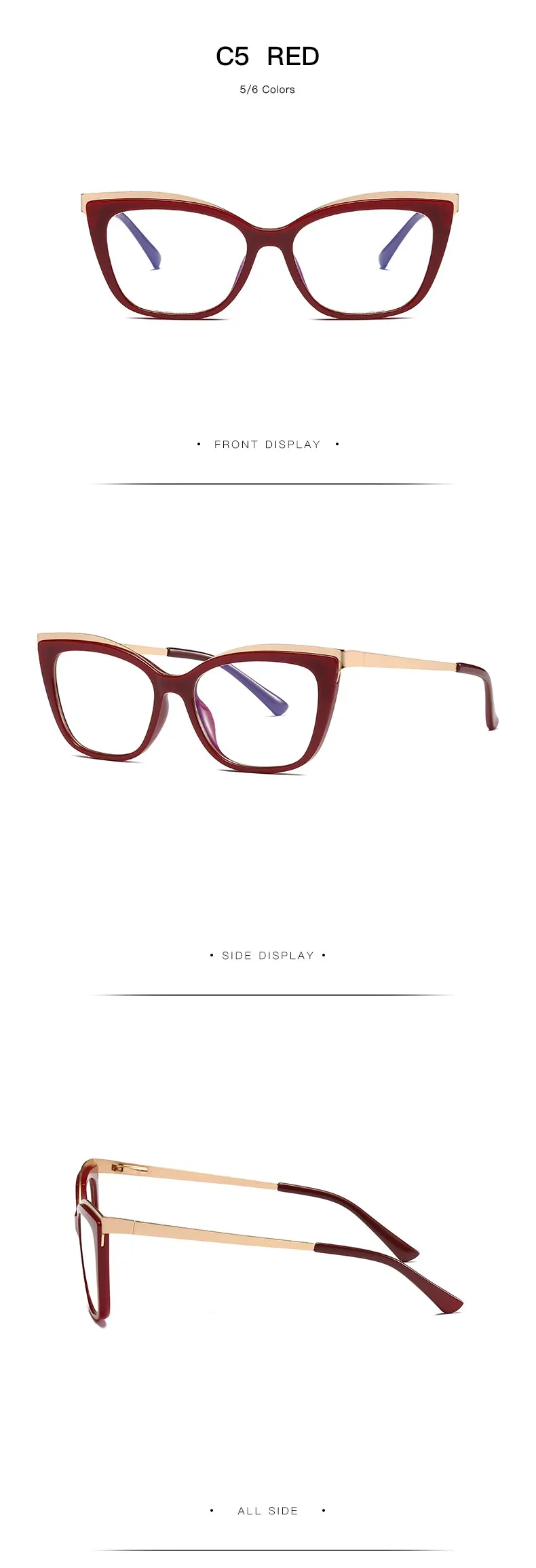 Hotochki Women's Full Rim Cat Eye Alloy Acetate Frame Eyeglasses 2049