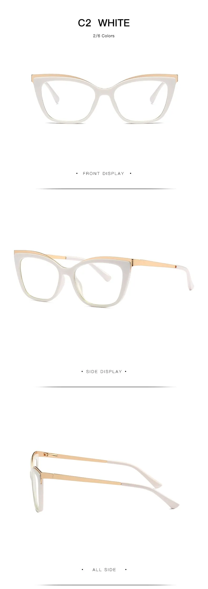 Hotochki Women's Full Rim Cat Eye Alloy Acetate Frame Eyeglasses 2049