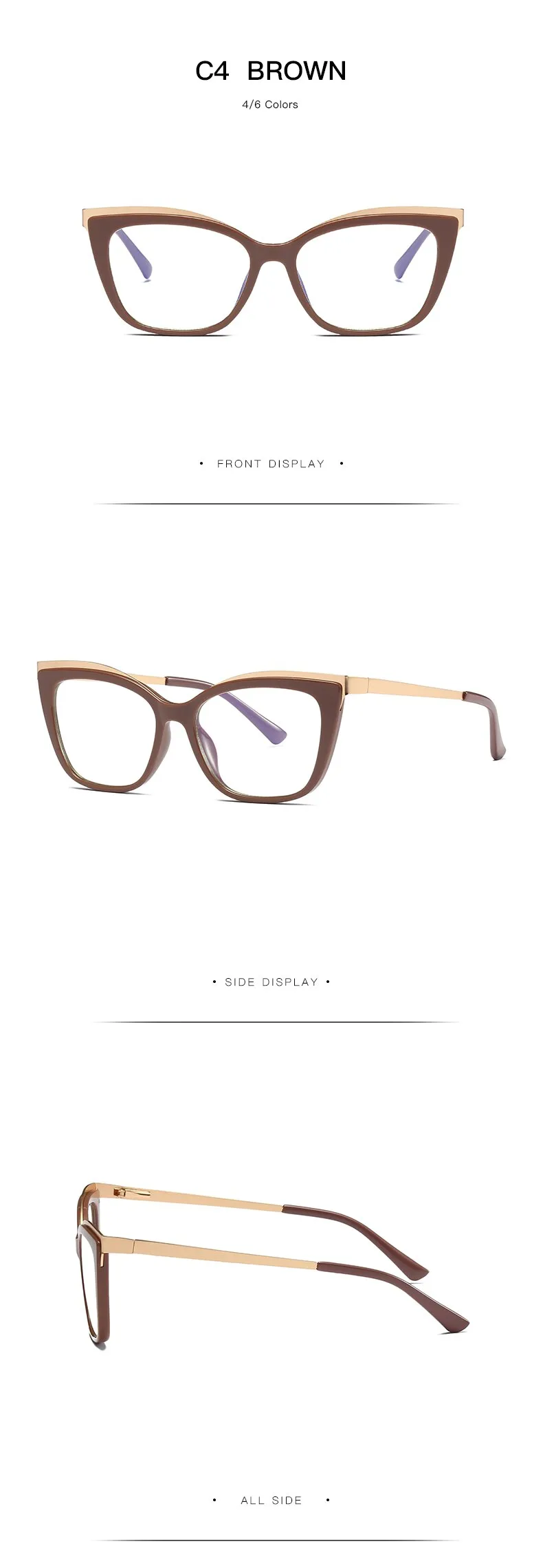 Hotochki Women's Full Rim Cat Eye Alloy Acetate Frame Eyeglasses 2049