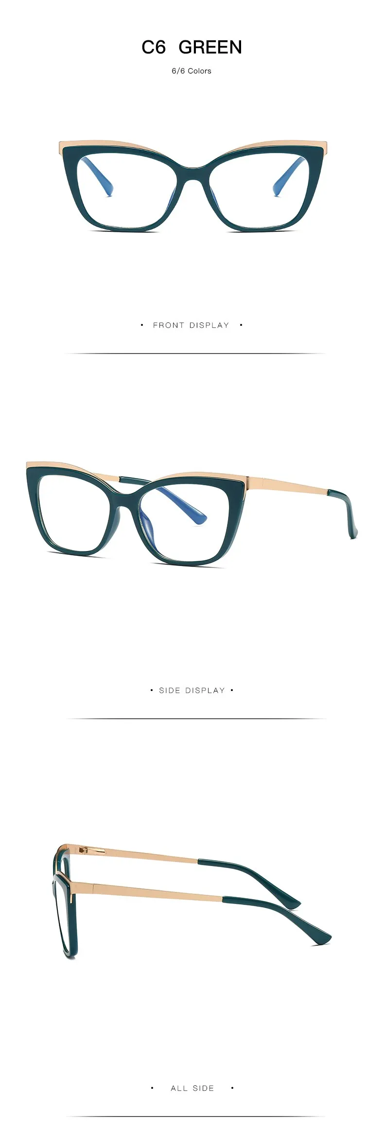 Hotochki Women's Full Rim Cat Eye Alloy Acetate Frame Eyeglasses 2049