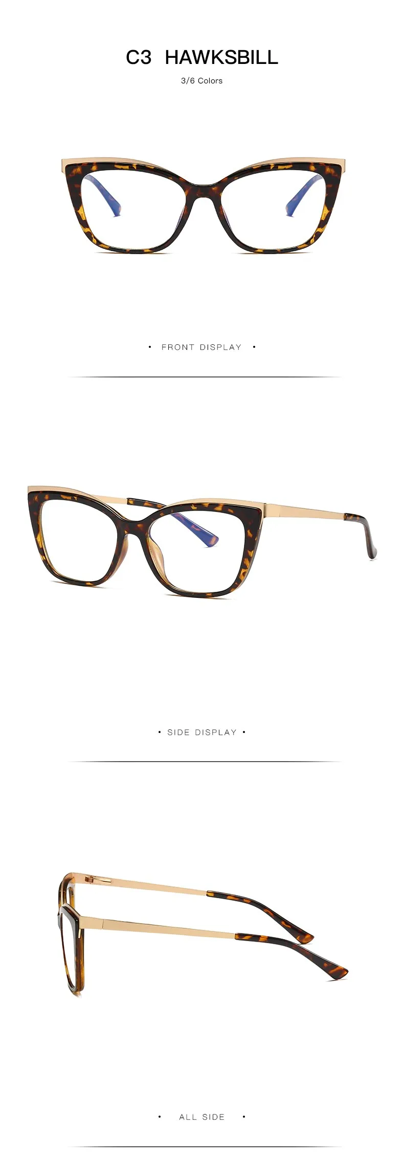 Hotochki Women's Full Rim Cat Eye Alloy Acetate Frame Eyeglasses 2049