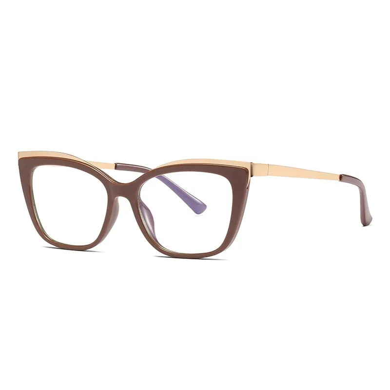 Hotochki Women's Full Rim Cat Eye Alloy Acetate Frame Eyeglasses 2049