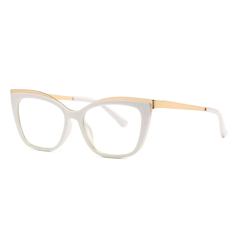 Hotochki Women's Full Rim Cat Eye Alloy Acetate Frame Eyeglasses 2049