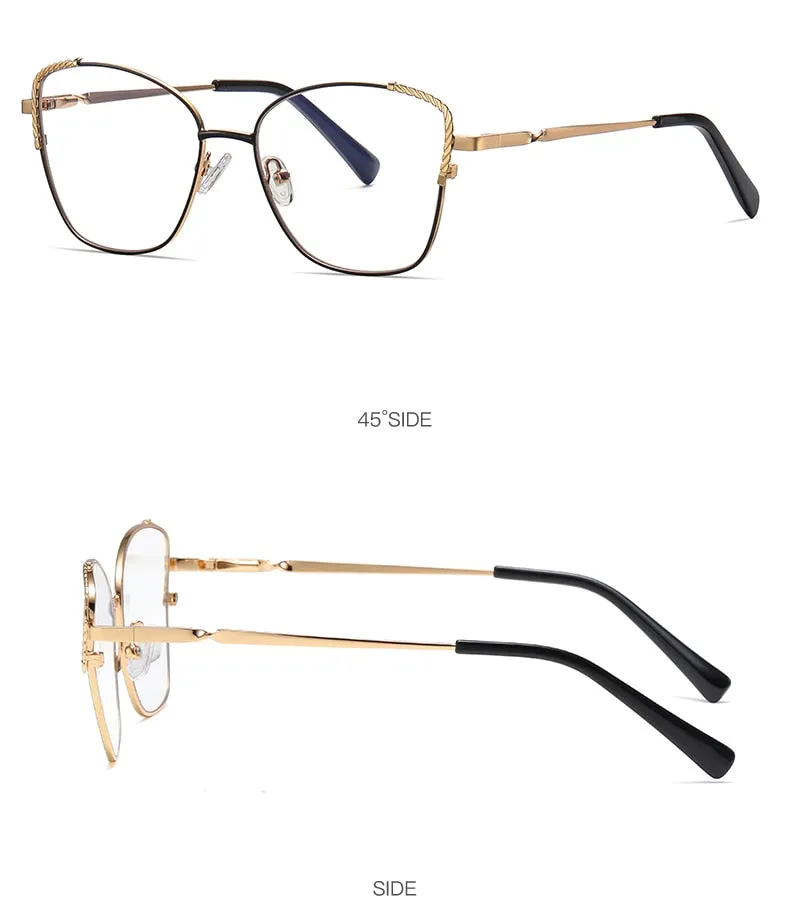 Hotochki Women's Full Rim Polygon Alloy Frame Eyeglasses 3014