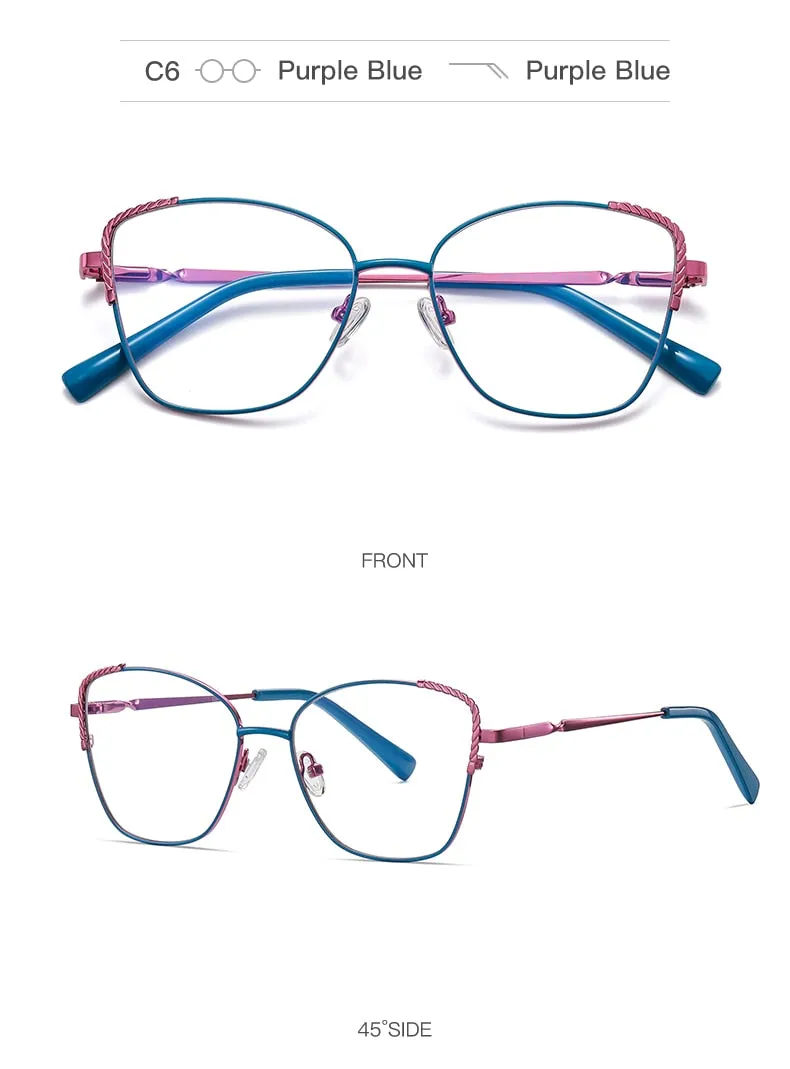 Hotochki Women's Full Rim Polygon Alloy Frame Eyeglasses 3014